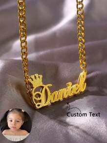1pc Personalized Children Boys And Girls Simple DIY Name Customized Stainless Steel Necklace, Punk Style Double Layer Welded Name Pendant Necklace, Unisex Stainless Steel 5mm Chain Necklace, Gifts For Valentine's Day, Mother's Day,Multi-Functional,Ornamental,Letter,Engraved,Tidy,Colorful,Cute,Kawaii,Adorable,Casual,Custom,Personalised,Unique,Customized,Baby Gifts,Ideal Gifts For Him,Ideal Gifts For Her,Son,Daughter