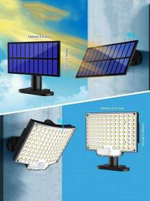 1 pieza Luz de pared exterior con sensor de movimiento alimentada por energía solar con 106 LED - Impermeable, haz de luz de 120°, incluye cable de 5,03 metros - Perfecta para acampar, jardines, pasillos y garajes