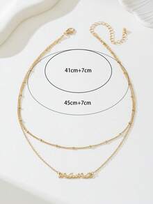 1pc Minimalist Style Gold-Tone Letter "MAMA" Pendant Necklace, Multi-Layer Chain Necklace Gift For Mother - Yellow Gold - View 5