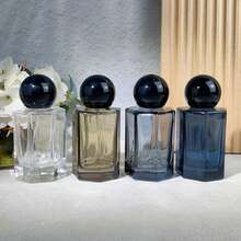 1 个 50 毫升可再填充高端香水瓶，玻璃材质，带木质盖，可重复使用并产生细雾，旅行香水容器礼物，适合男士、母亲、父亲、朋友旅行必需品假期香水可再填充瓶旅行瓶