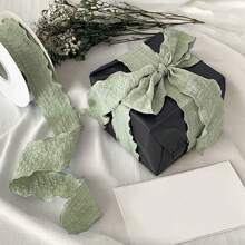 4cm Fish Tail Linen Silk Chiffon Ribbon Lotus Leaf Frill Ribbon Bowknot Pleated Ribbon For Flower Bouquet Packaging Gift Wrap Cake Box Packaging Wedding Party Decor