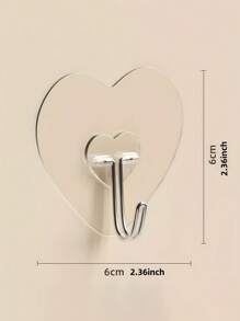 3PCS Heart-Shaped Large Heavy-Duty Adhesive Hooks, No-Drill Clear Plastic Suction Cups, Thickened Heart-Shaped Wall Mounts For Kitchen & Bathroom Storage, Wall Mounted Storage Organizer, Easy Install, Casual Style, Utility Hooks, Reusable For Towels, Clothes & Keys - Easy Install
