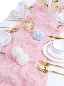 1 pieza Mantel de mesa tipo rústico de gasa, estilo bohemio, adecuado para decoración de bautizo de bebé, fiestas de cumpleaños, diversas festividades, bodas, manteles de mesa para fiestas, decoraciones familiares y regalos de baby shower - Multicolor - Ver 31