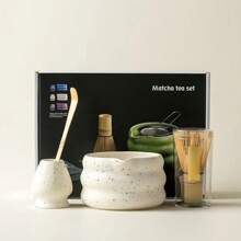 Coffret à thé matcha, comprenant un contenant de poudre de matcha, un bol à matcha avec bec verseur, boîte cadeau pour la rentrée des classes