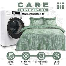 VELVETIO Fern Duvet Cover Set With Matching Pillowcases Reversible Beddings Quilt Covers - Green - View 7