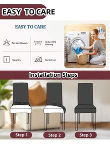 1/4/6 件防水餐椅套 - 弹力弹性椅套、椅套、餐厅椅套、弹力厨房椅套/餐厅椅套 6 件套、可拆卸可洗餐椅套，适用于家庭、酒店、宴会 - 彩色 - 查看 7