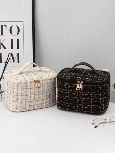2pcs Women Large Capacity Portable Cute Cosmetic Bag, Feminine Hygiene Item Storage Bag, Perfect Gift For Wife/Family, Spacious New Model Handheld Makeup Pouch, Bohemian Style, For Travel, Vacation, Beach, Summer
