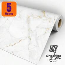 Premium Wallpaper Roll 5 Meters Self-Adhesive Textured Marble 5m X 45cm - 白色 - 查看 6
