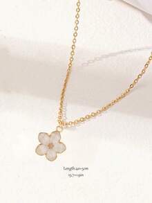 1 chiếc Dây chuyền xương đòn năm cánh thời trang tinh tế mùa hè, Dây chuyền thép không gỉ, Quà tặng phụ kiện đường phố dễ thương ngọt ngào cho cuộc sống hàng ngày - Hoa anh đào - Xem 4