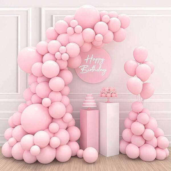 Pink Balloons, 114 Pink Balloon Arch Kit, Latex Light Pink Party Balloons, Suitable For Happy Birthdays, Showers, Wedding Parties, Gift Giving Parties, Gender Revealing Decorative Items (Pink Balloons 18/12/10/5 Inches) Summer Gifts Beach Back To School School Supplies Room Decor