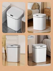 1pc 12L/14L/16L Smart Sensor Trash Can, Automatic Lid Garbage Bin, Infrared Sensor Opening, Waterproof & Odor-Proof Plastic Storage Box, Powered By 2 AA Batteries (Not Included), Suitable For Kitchen, Office, Living Room, Bathroom, Bedroom Home Bathroom Decor Bathroom Organizer Fall Decor Back To School