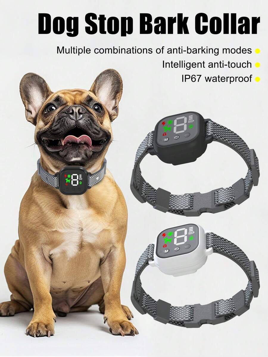 Nuevo collar antiladrido con control táctil de colores, collar de entrenamiento para perros con descarga eléctrica y vibración, múltiples modos antiaullido, sensor de alta resolución, sensibilidad ajustable, impermeable IP67 - Multicolor - Ver 1