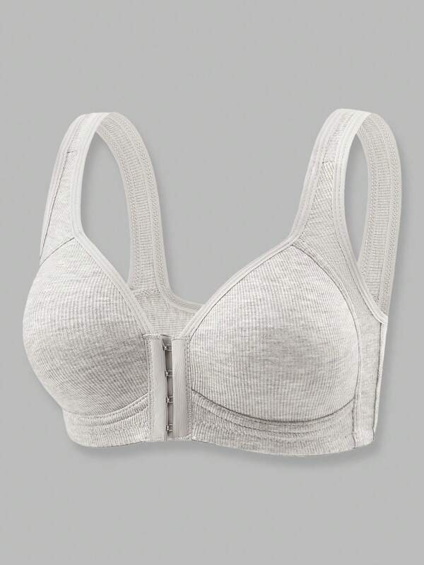 1 pezzo Reggiseno senza ferretto da donna con chiusura frontale, supportivo e confortevole, con stampa a righe