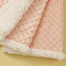 1pc Double Layer Infant Fleece Blanket, Dotted Texture Baby Stroller Blanket, For All Seasons - Watermelon Pink - View 2