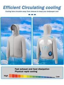 Men's Outdoor Casual Work Solid Color Hoodie Air Conditioner Jacket With USB Cooling Fan