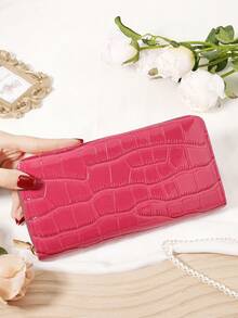 Fashion Black Purse Women's Long Wallet With Multi Functional Card Holder For Credit Cards Cash And Coins Featuring Zipper Pocket Travel Essentials And Travel Bag For Women Ideal Gift For Mother Wife Girlfriend Teacher Or Anniversary Stylish Stone Pattern For Office Commute Travel Or Daily Use Premium Leather Wallet For Women Bags And Purse Accessories