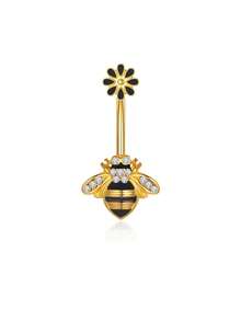 不锈钢锆石蛋白石肚脐环 14G，螺纹钻石诞生石身体穿孔首饰 女士 - 彩色 - 查看 6