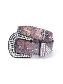 Rhinestone Buckle Street Fashion Cross Studded Western Cowboy Boys Girls Alligator Texture Zinc Alloy Rhinestone Belt, Suitable For All Seasons Autumn-Winter Accessories,Suitable For Teens, Youth,Men,Casual, Outdoor, Athletic, Vacation, Graduation Gifts, Birthday, Daily Wear - A - View 16