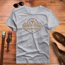 Men's 100% Cotton T-Shirt Ranch Texas Cowboy Country Print New Release - 灰色 - 查看 1