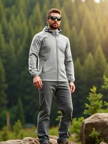 2025 New Summer Men's Hooded Sun Protection Jacket, Nylon Fabric - Suitable For Jogging, Travel, Hiking, Mountaineering - Zipper Pockets, Lightweight Outdoor Fishing Sun Protection Coat - Light Grey - View 3