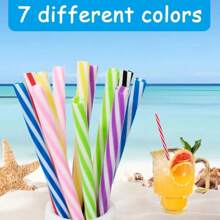 50/100pcs Reusable Plastic Straws, Plastic Straws For Smoothies, Juices, Cocktails, Hot Drinks, 7.5mm Diameter - Colorful Straws For All Occasions,School Supplies