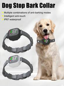 Nuevo collar antiladrido con control táctil de colores, collar de entrenamiento para perros con descarga eléctrica y vibración, múltiples modos antiaullido, sensor de alta resolución, sensibilidad ajustable, impermeable IP67 - Multicolor - Ver 3