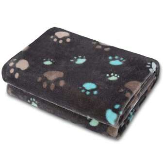 1 Pezzo Coperta per animali domestici con motivo a zampa di cane grigio, coperta in pile di corallo calda, coperta per animali domestici con stampa di zampa, cuscino per letto o divano per cani/gatti