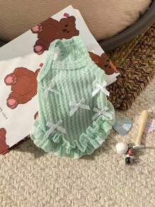 1pc Pet Spring/Summer Sleeveless Dress, Breathable Thin Bowknot Princess Dress, Lace Dress, Suitable For Poodle, Yorkshire Terrier, Bichon Frise, Chihuahua And Other Medium-Small Cats And Dogs