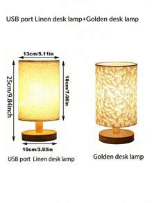 1pc Modern Nordic Linen Bedroom Lamp With Wooden Frame And Warm Led Usb Bedside Lamp, Suitable For Bedroom, Study, Etc.