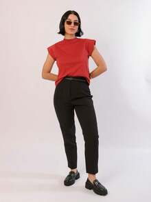 Kit 3 T Shirt Muscle Tee Blouse Turtleneck Women Short Sleeve Basic Plain Black White Nude T-Shirt - 珊瑚粉 - 查看 2