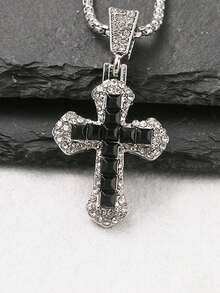 1 件时尚微镶嵌吊坠项链，适合日常佩戴，欧美珠宝，简约优雅的设计项链，圣诞节、情人节、新年礼物 - 彩色 - 查看 8