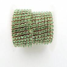SS6-16, 2-4mm, 2 Yards/Pack, Crystal Rhinestone Chain, Champagne Gold Metal Base, Sewable & Glueable Cup Chain Decor, Sewing Glass Rhinestone Trim Ribbon, DIY Accessories, Suitable For Clothing, Crafts, Shoes, Bags, Mugs, Bottles, Cups, Phone Cases - Multicolor - View 15