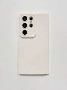 1 pieza Funda de teléfono de unicolor minimalista blanca, funda de protección de lente, compatible con iPhone y Galaxy - Blanco - Ver 9