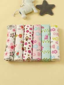6pcs/Set Baby Swaddle Blanket With Star And Car Print, Soft Flannel - Multicolor - View 18