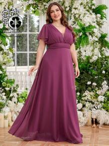 UNITHORSE Vestido maxi elegante con escote en V profundo sin tirantes, cintura plisada y efecto estilizante para mujer, vestido de dama de honor para ocasiones elegantes