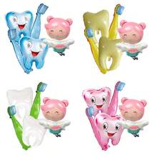 5pcs/Set Toothbrush & Tooth Balloon Set, Includes Foil Balloon, Tooth & Toothbrush Foil Balloons, Suitable For Birthday, Shower, Christening Decorations - Multicolor - View 2
