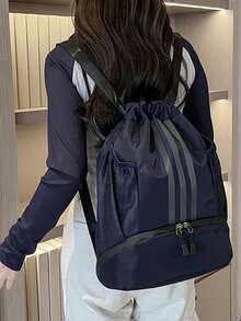 1 件刺绣定制运动抽绳背包，男女皆宜，轻便的带鞋隔层和防潮口袋的健身包，带侧网袋的便携式储物背包，篮球包，足球包，健身包