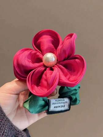 1个优雅珍珠花朵弹力发圈，女士发绳，马尾辫发圈，橡皮筋发圈，发绳，发圈发圈发带