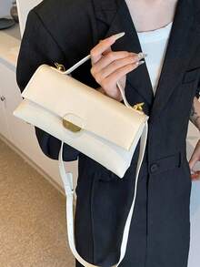 2025 Fashionable Personalized Contrast Color Shoulder Diagonal Crossbody Handbag, Versatile Women Small Square Bag - Beige - View 2