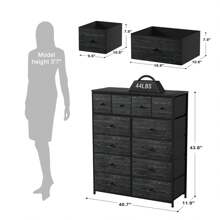 12-Drawer White Storage Cabinet With Wood Top & Metal Frame – Modern Dresser For Bedroom, Living Room, Hallway & Closet Organization