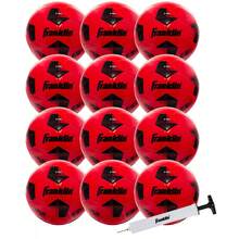 Franklin Sports Competition 100 Soccer Balls - 12 Pack Deflated With Pump - Red/Black - Size 4 - 紅色 - 查看 1