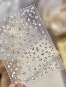 1 Sheet 5D Embossed Reliefs Self Adhesive Nail Art Stickers Golden Brozing Leaf Magnolia Flower Spring Manicure Decals Nails Nail Supplies - Multicolor - View 8