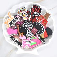 20PCS/SET Cute Black Queen Series PVC Shoe Charms, Pink Nails High Heels Heart Red Lips Shoe Decoration Shoe Accessories Party Gifts