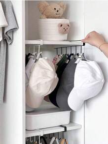 2 pièces Organisateur de casquette pour casquettes de baseball, portant à chapeau en métal pour placard, organisateur de chapeau monté au mur, support de rangement en fer avec 6 crochets, support de rangement multifonctionnel, portant à chapeau par-dessus la porte, support de rangement pour sac, organisateur d'armoire, convient pour tous les types et tailles de chapeaux, chambre à coucher, dortoir