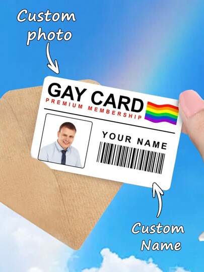 1Pc Personalised GAY Card, Custom Card With Photo, Lesbian Card, Premium Lifetime Membership, Joke Meme, Funny Gift, Gift For Prank, Junior High School Students, Middle School Students, High School Senior High School Students, College Students, University Students, Freshman, Sophomore, Underclassmen, Colorful, Cute, Adorable, Funny, Kawaii, Y2K, Stylish, Unisex, Casual, Custom, Personalized, Unique, Customized, Ideal Gifts For Him, Ideal Gifts For Her, Her, Boyfriend, Girlfriend, Family, Friends, Customized Wallets & Card Cases, Vintage Outfit, Practical Gift