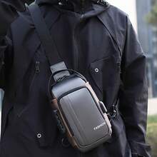 Men's Chest Bag, Anti-Theft Password Lock One Shoulder Messenger Bag, Multi-Function USB Port Commuter Cycling Waist Pack - Multicolor - View 15