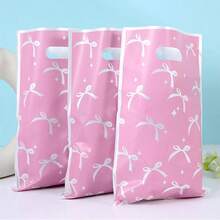 10/30/50Pcs Pink Bow Party Favor Bags Bow Goody Candy Bags, Pink Bow Party Treat Bags Party Supplies Decorations For Pink Bow Birthday Shower Part Retail Shopping Bags - Multicolor - View 2