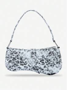 Blue Animal Print Underarm Bag, Leopard Rivet Motorcycle Style Shoulder Bag, Shaped Women's Handbag Casual Underarm Bag, Y2K Hobo Bag, Crescent Bag, Street Style Holiday Gift For Teen Girls, Party, Daily Wear, Work. Leopard Rivet Bag Spring Summer New Arrival