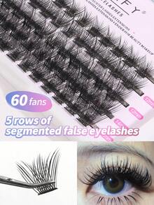 60 Clusters Fluffy Lash Clusters DIY Individual Lash Extensions Fluffy False Eyelashes Segmented Crossover Extensions,Manga Eyelashes Reusable, ,Fluffy Layered Eyelashes Create More Beautiful Eyes - CC - 查看 1