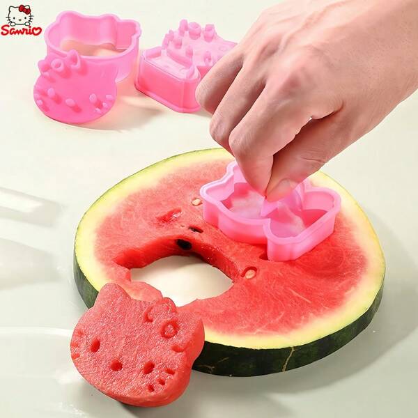 Sanrio Cortador de galletas con forma de gato Hello Kitty de Sanrio - Adorable herramienta de sello de galletas con forma de gato, apta para regalos de cumpleaños y diversión en la cocina, ideal para fiestas de boda/graduación/Día de la Madre, herramienta de prensado para hornear en casa, material de plástico